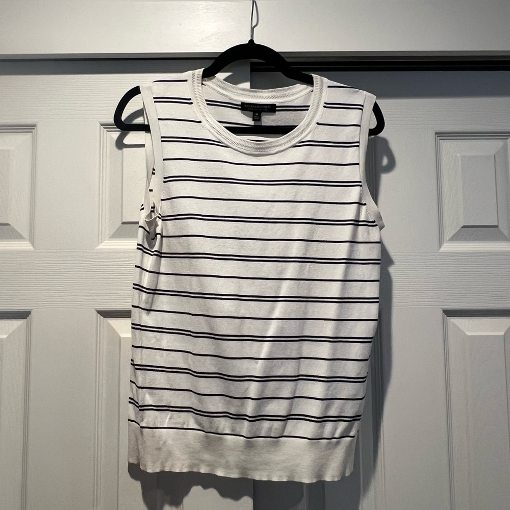Banana Republic White Tank Top with black Stripes